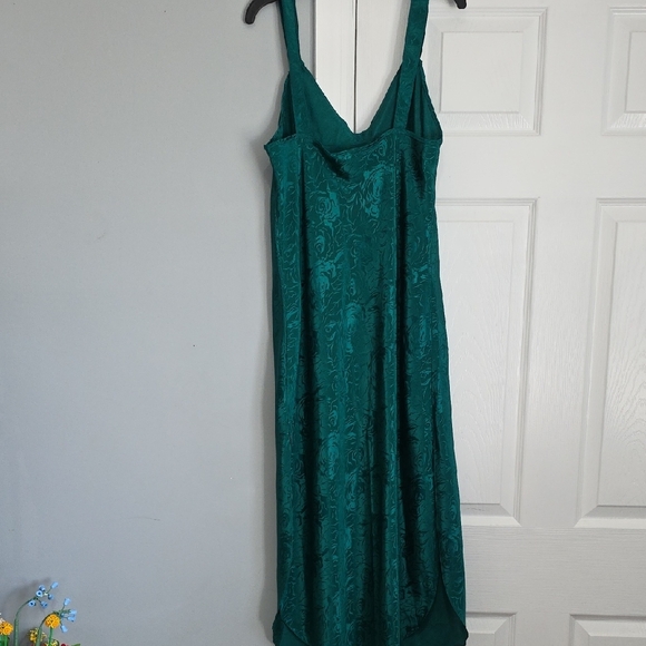 Teal Floral Jacquard Maxi Slip Dress - Picture 3 of 7